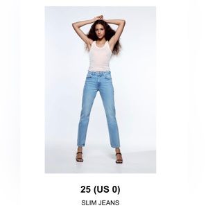 Zara slim jeans: size 0 (25) medium blue